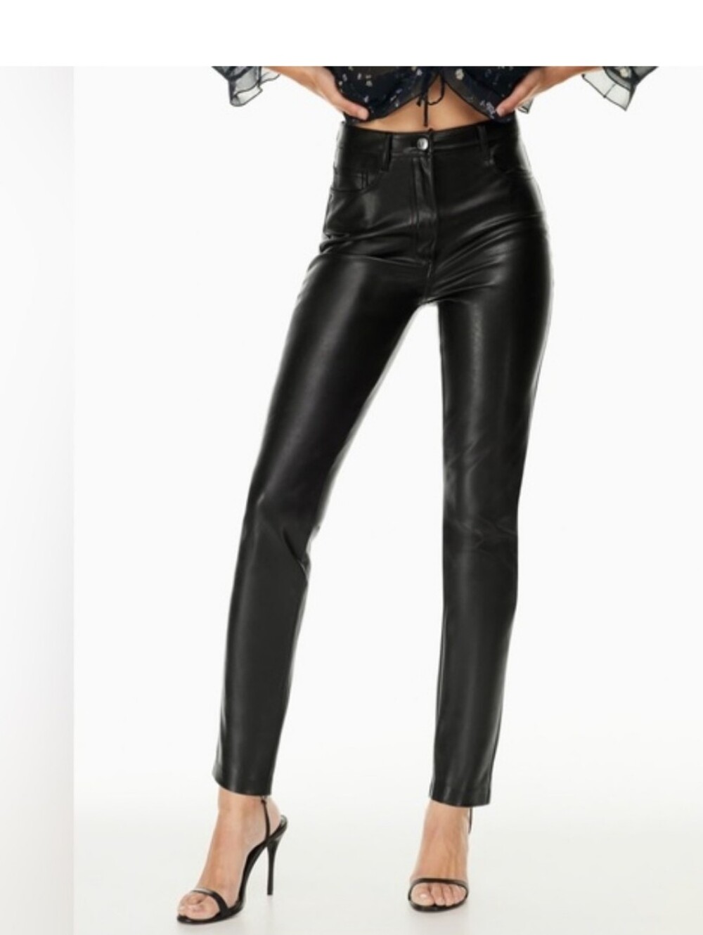 Wilfred Free Faux Leather Black Pants Size 12 Vegan  High Rise Straight Leg